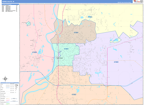 Terre Haute Wall Map
